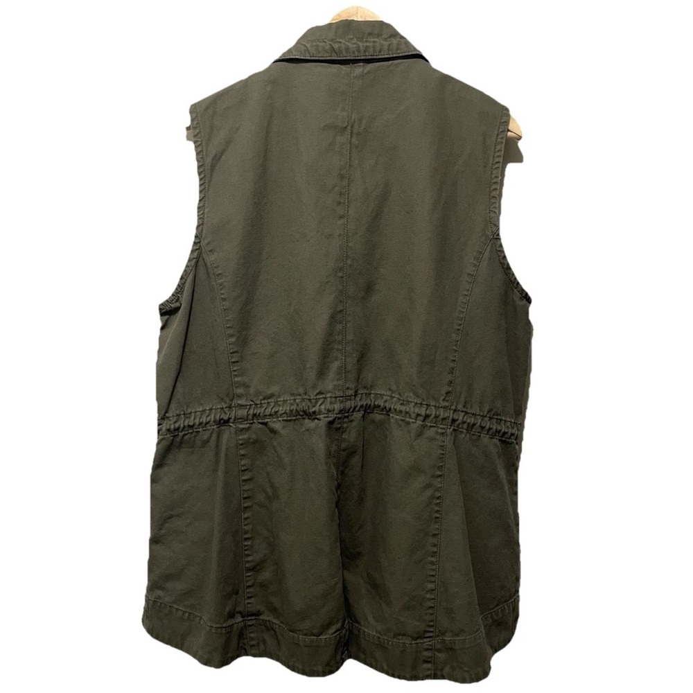 American Rag Cie Olive Zip-Up Vest Jacket Gathered Waist Women’s Size 2X - Picture 3 of 5